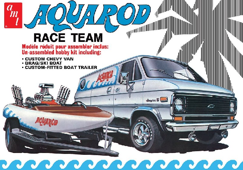 AMT 1/25 Aqua Rod Race Team 1975 Chevy Van, Race Boat & Trailer