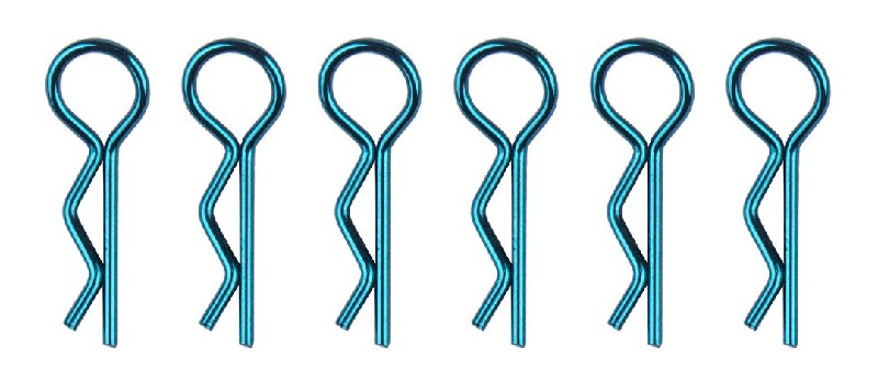Team Associated FT Body Clips (Metallic Blue) (6 Short)