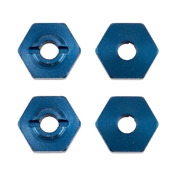 Team Associated FT 1/14 Wheel Hexes, blue aluminum (4)