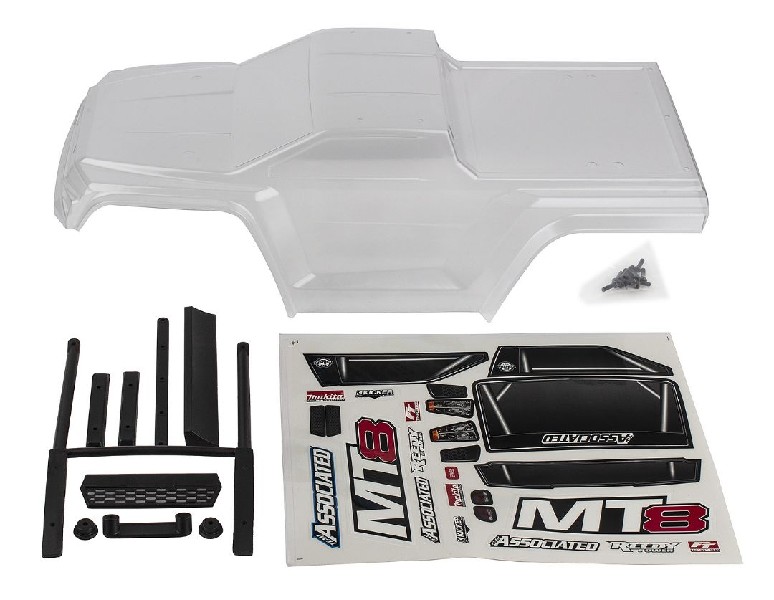 Team Associated RIVAL MT8 Body Set, clear