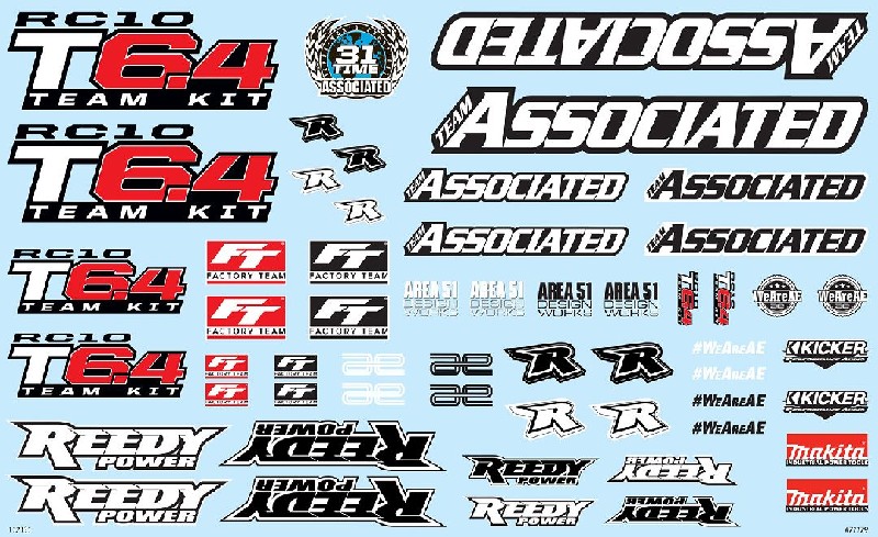 Team Associated RC10T6.4 Decal Sheet