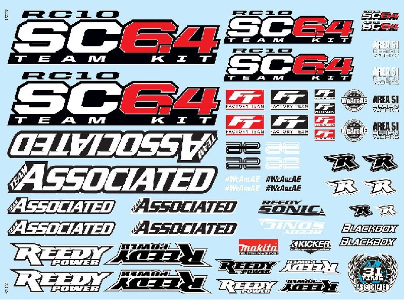 Team Associated RC10SC6.4 Decal Sheet