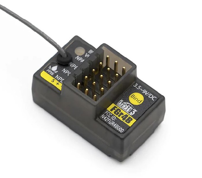 Flysky FGR4B 2.4Ghz 4 Channel Rec, Lay Down w/ External Antenna