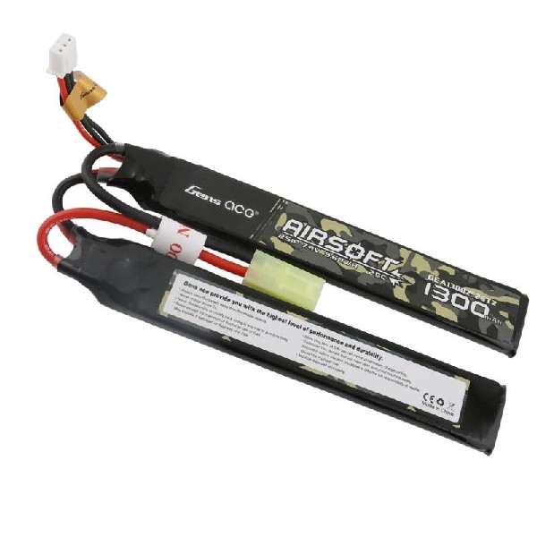 Gens Ace Airsoft 1300mAh 2S1P 7.4V 25C 2x LiPo Tamiya Plug