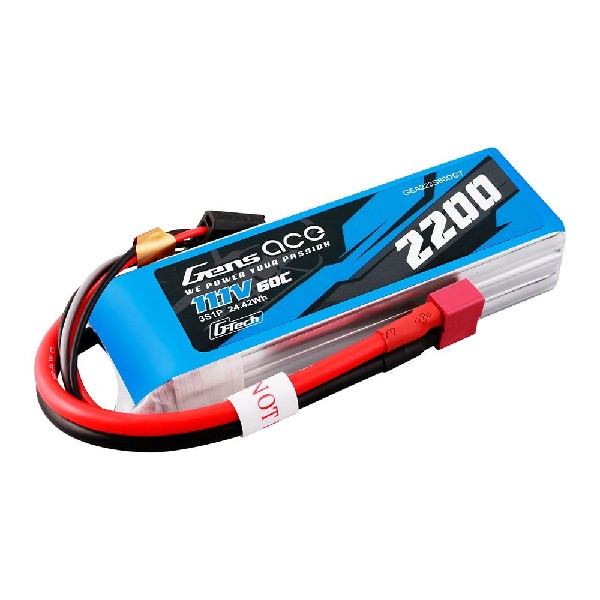 Gens Ace G-Tech 2200mAh 3S1P 11.1V 60C Lipo With Deans Plug