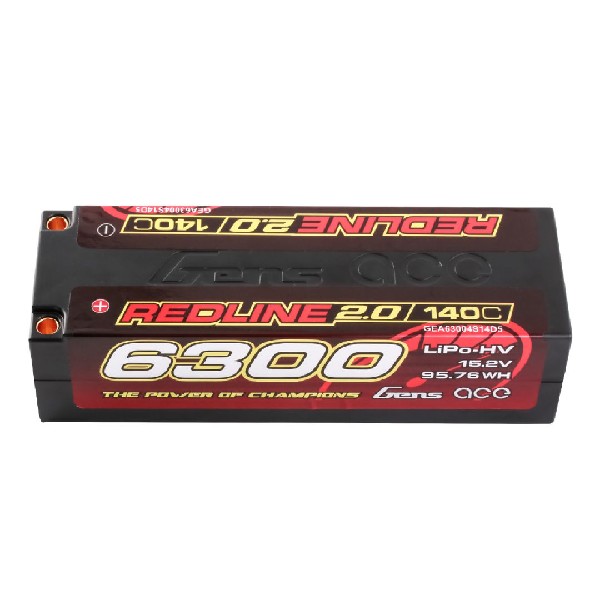 Gens Ace Redline 2.0 6300mAh 4S 15.2V 140C LiPo w/ 5.0mm Bullet