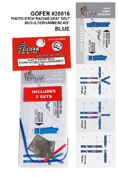 Gofer Racing Photo-Etch Seatbelt And Shoulder Harness Kit - Blue