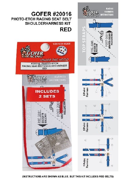 Gofer Racing Photo-Etch Seatbelt And Shoulder Harness Kit - Red
