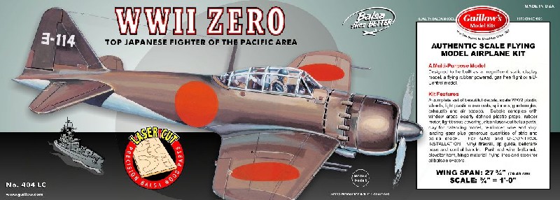 Guillow's 1/16 Mitsubishi Zero Laser Cut Model Kit (1)