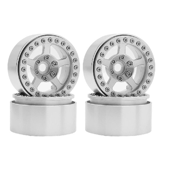 Hobby Details 1.9" Aluminum Wheels - 5 Stars (4)(Silver)
