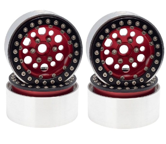Hobby Details 1.9" AL Big-Small Round Beadlock Wheels - Red (4)