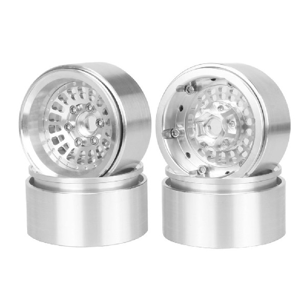 Hobby Details 1.9", 10mm offset, Alum Beadlock Rim-Silver(4)