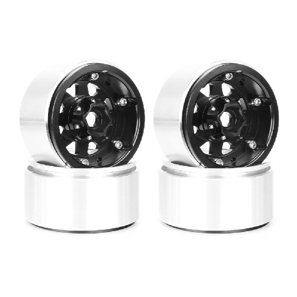 Hobby Details 1.9", 10mm offset, Alum Beadlock Whl Rim-Black(4)