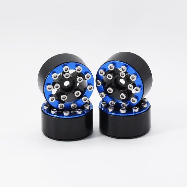 Hobby Details 1.0" CNC Aluminum Beadlock Wheels (4)(Blue)