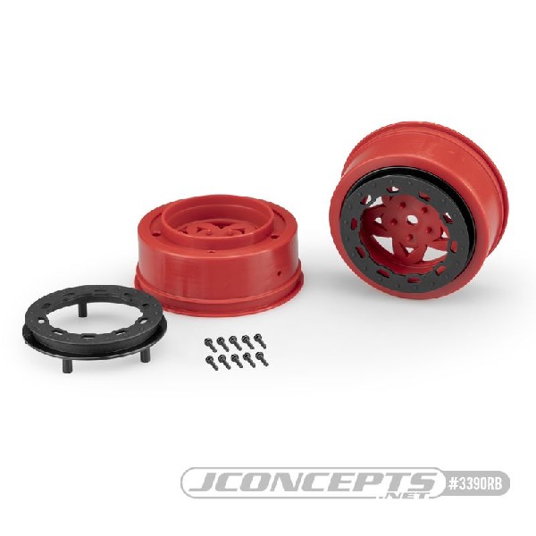 JConcepts Tremor, Slash narrow frt whl (red whl / blk bdlk) (2)