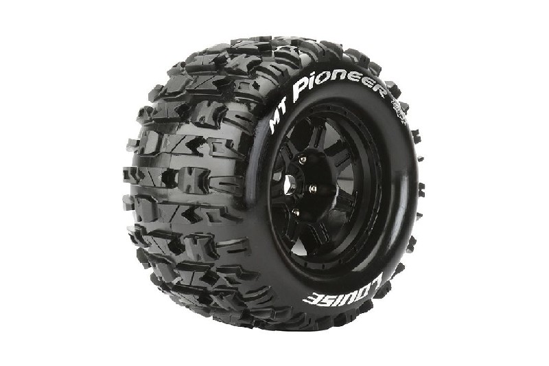 Louise R/C MT-Pioneer 3.8"-1/2" Offset Black Whls 6.7" OD (2)