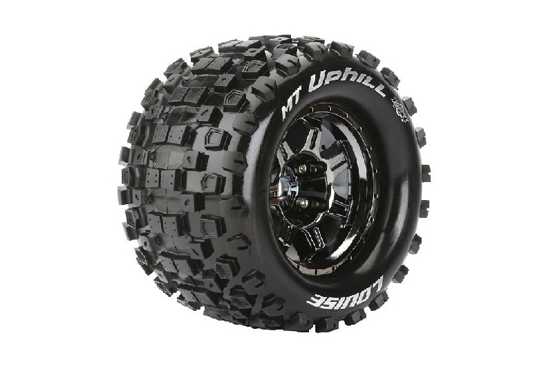 Louise R/C MT-Uphill 3.8"-1/2" Offset, Blk/Chrm Whls 6.7" OD (2)