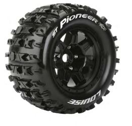 Louise R/C ST-Pioneer 3.8"-1/2" Offset, Black Wheels 6.4" OD (2)
