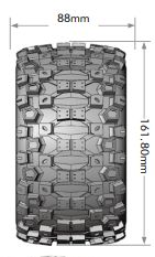 Louise R/C ST-Uphill 3.8"-1/2" Offset, Blk/Chrm Whls 6.4" OD (2)