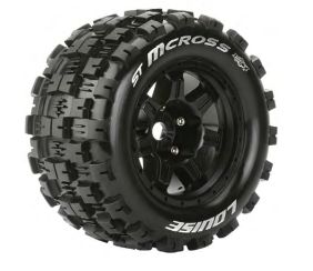 Louise R/C ST-Mcross 3.8"-1/2" Offset, Black Whls 6.4" OD (2)