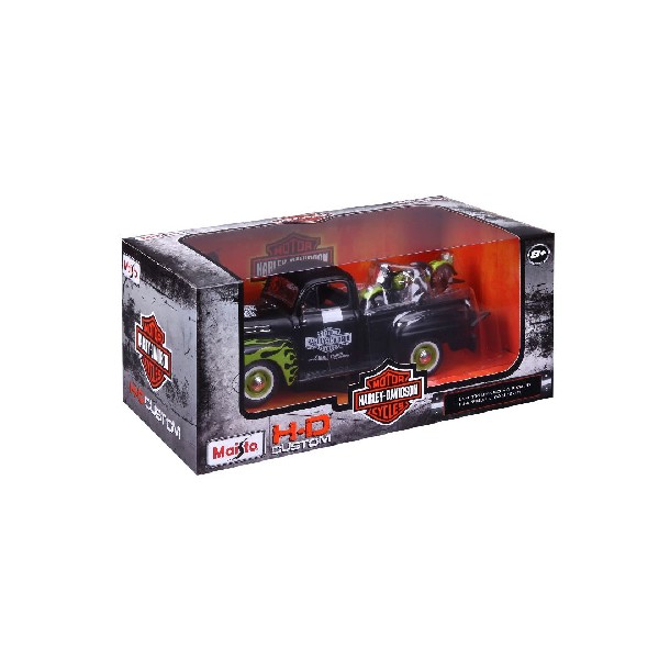 Maisto 1/24 H-D '48 Panhead + '48 Ford F-1 Pickup (Black/Green)