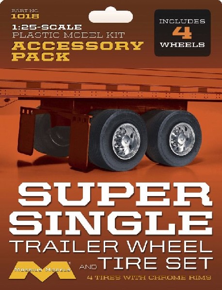 Moebius 1/25 Super Single Trailer Wheels/Tires Set 4 pack