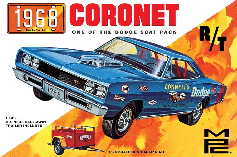 MPC 1/25 1968 Dodge Coronet Hardtop w/ Trailer Model Kit