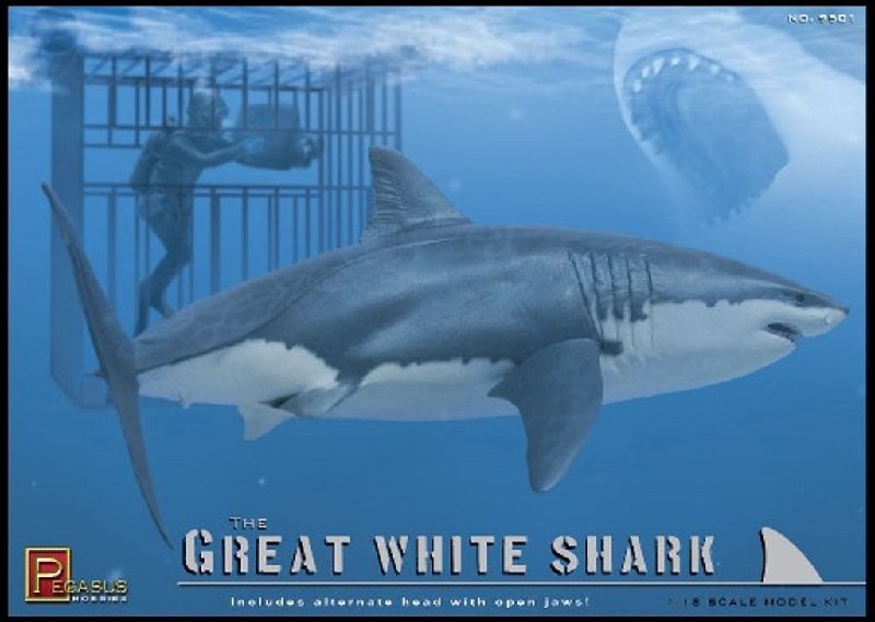Pegasus Hobbies 1/18 Great White Shark and cage with diver Kit