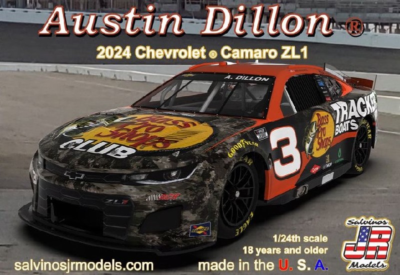 Salvinos JR Models 1/24 2024 A. Dillon Camaro "Bass Pro Shops"