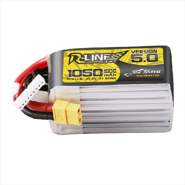 Tattu R-Line 5.0 1050mAh 8S 29.6V 150C Lipo w/ XT60 Plug