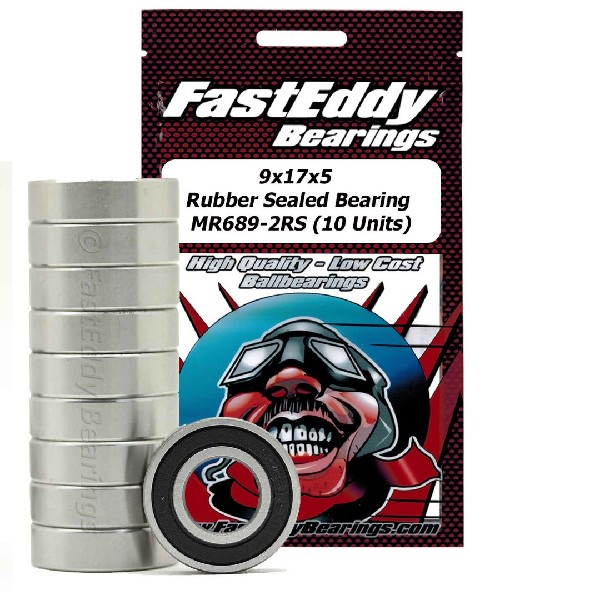 Fast Eddy 9x17x5 Rubber Sealed Bearing MR689-2RS (10 Units)