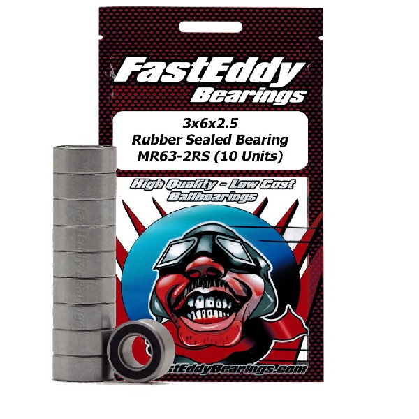 Fast Eddy Tamiya 630 Rubber Sealed Replcmnt Bearing 3X6X2.5 (10)