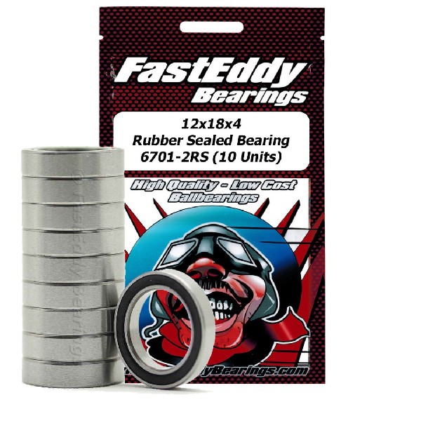 Fast Eddy 12x18x4 Rubber Sealed Bearings 6701-2RS (10)