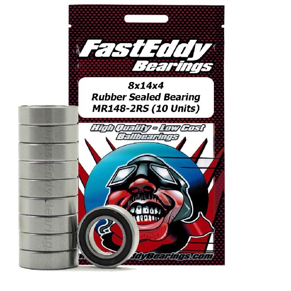 Fast Eddy 8x14x4 Rubber Sealed Bearing MR148-2RS (10 Units)