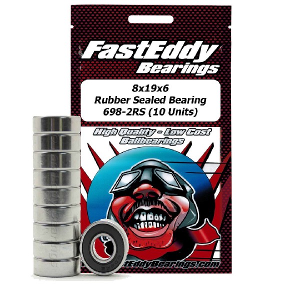 Fast Eddy 8x19x6 Rubber Sealed Bearing 698-2RS (10)