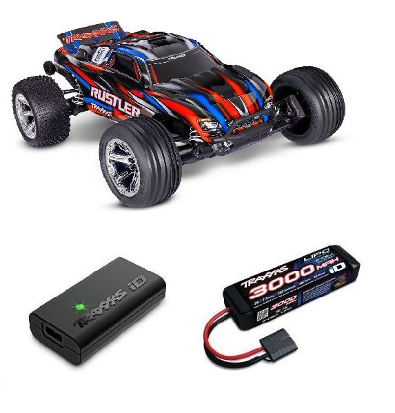 Traxxas 1/10 Rustler BL-2S 2wd RTR - Red w/ Charger & Battery