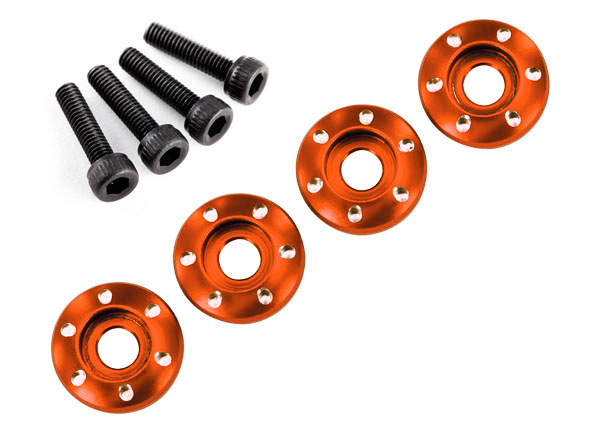 LaTrax Wheel nut washer, machined aluminum, orange / 3x12mm CS