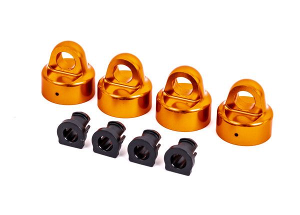 Traxxas Shock caps, aluminum (orange-anodized), GT-Maxx shocks (